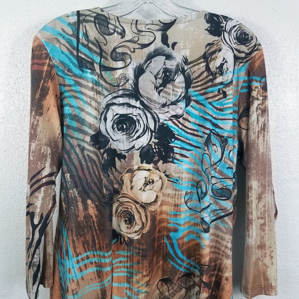 Impulse Women's Black Rose Shirt Top Blouse - Picture 7 of 13